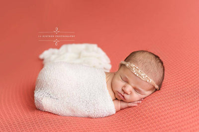 Cream Pearls Mohair Halo Tieback Headband - Beautiful Photo Props