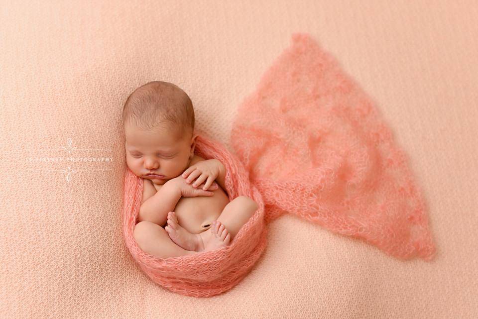 Peach Sunflower Mohair Knit Baby Wrap - Beautiful Photo Props