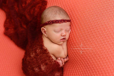 Burgundy Sunflower Mohair Knit Baby Wrap - Beautiful Photo Props