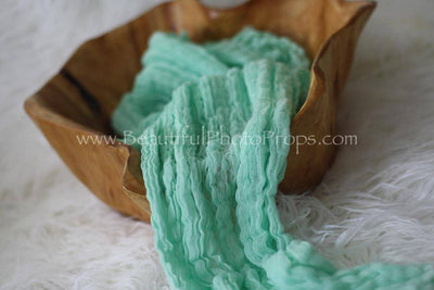 SET Mint Yellow and White Cheesecloth Baby Wraps - Beautiful Photo Props