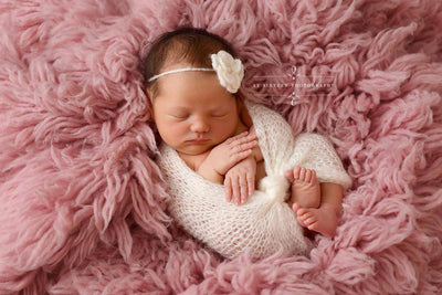 SET Off White Mohair Knit Baby Wrap and Headband - Beautiful Photo Props