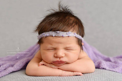 Lavender Pearls Mohair Halo Tieback Headband - Beautiful Photo Props