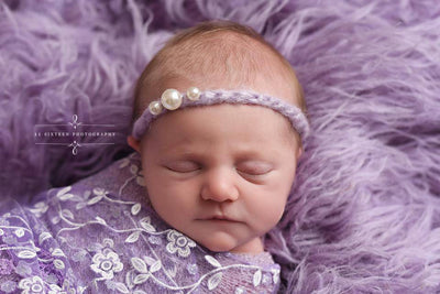 Lavender Triple Pearls Mohair Halo Tieback Headband - Beautiful Photo Props