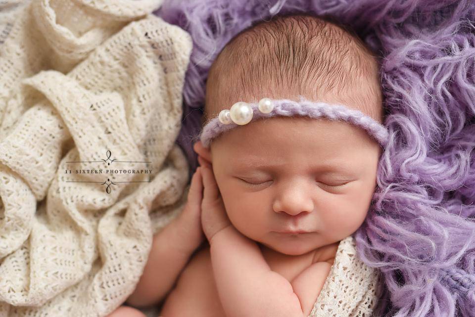 Lavender Triple Pearls Mohair Halo Tieback Headband - Beautiful Photo Props