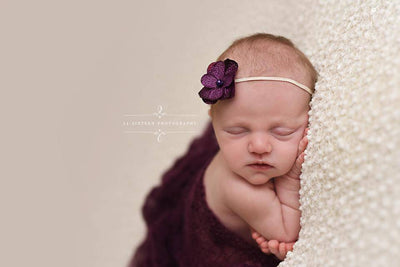 Eggplant Purple Sunflower Mohair Knit Baby Wrap - Beautiful Photo Props