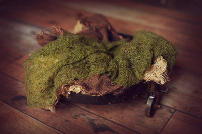 Olive Green Sunflower Mohair Knit Baby Wrap - Beautiful Photo Props