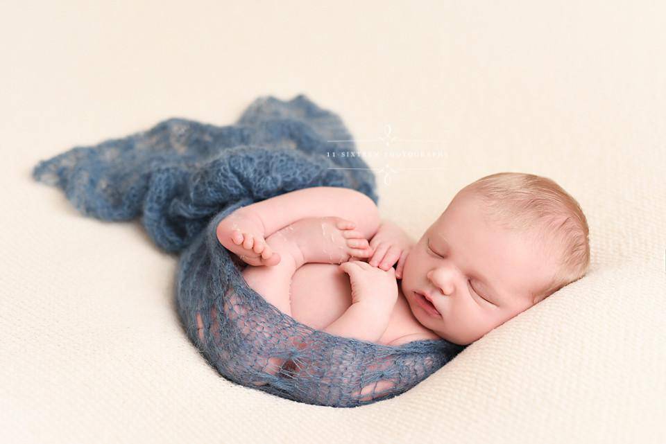 Denim Blue Sunflower Mohair Knit Baby Wrap - Beautiful Photo Props