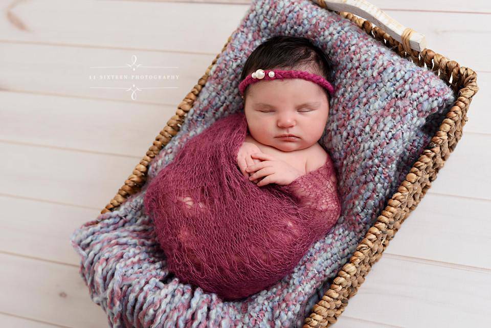 Raspberry Pink Sunflower Mohair Knit Baby Wrap - Beautiful Photo Props