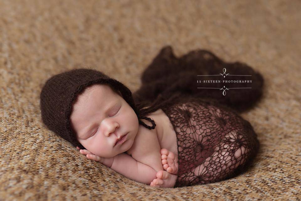 Dark Brown Sunflower Mohair Knit Baby Wrap - Beautiful Photo Props