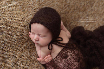 Dark Brown Sunflower Mohair Knit Baby Wrap - Beautiful Photo Props