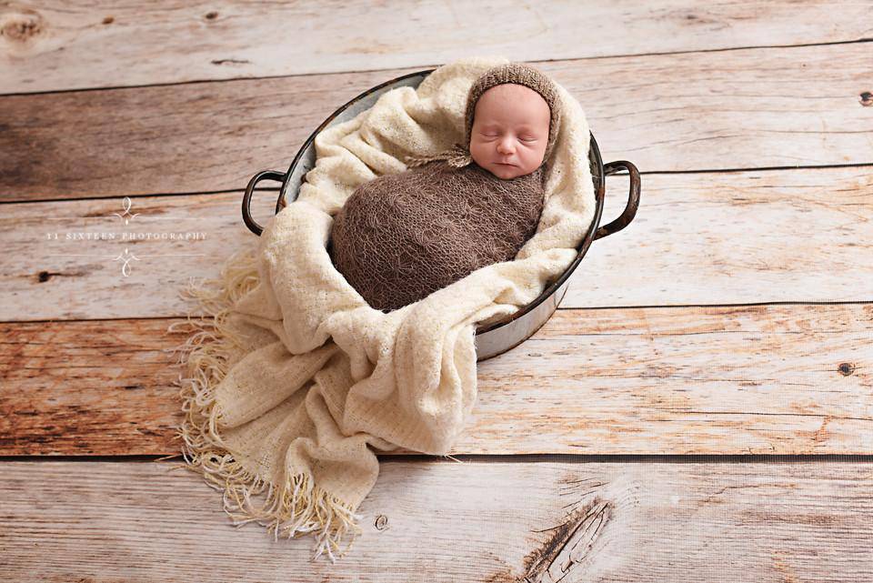 Toffee Brown Sunflower Mohair Knit Baby Wrap - Beautiful Photo Props
