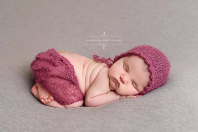 Raspberry Pink Ruffles Mohair Newborn Pants and Hat Set - Beautiful Photo Props