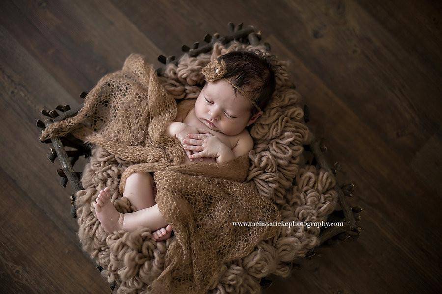 SET Mocha Brown Mohair Knit Baby Wrap and Headband - Beautiful Photo Props