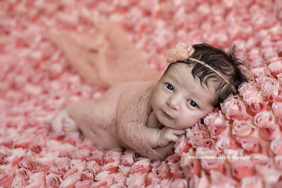 SET Pale Pink Mohair Knit Baby Wrap and Headband - Beautiful Photo Props