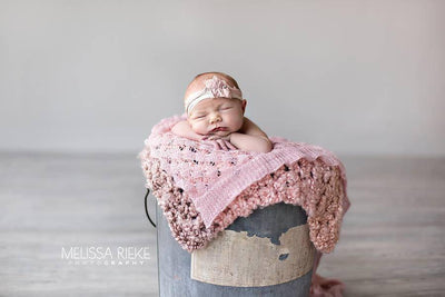 Pink Homespun Newborn Baby Blanket - Beautiful Photo Props