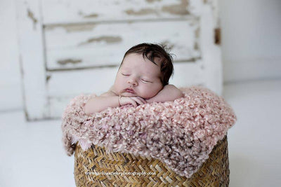 Pink Homespun Newborn Baby Blanket - Beautiful Photo Props