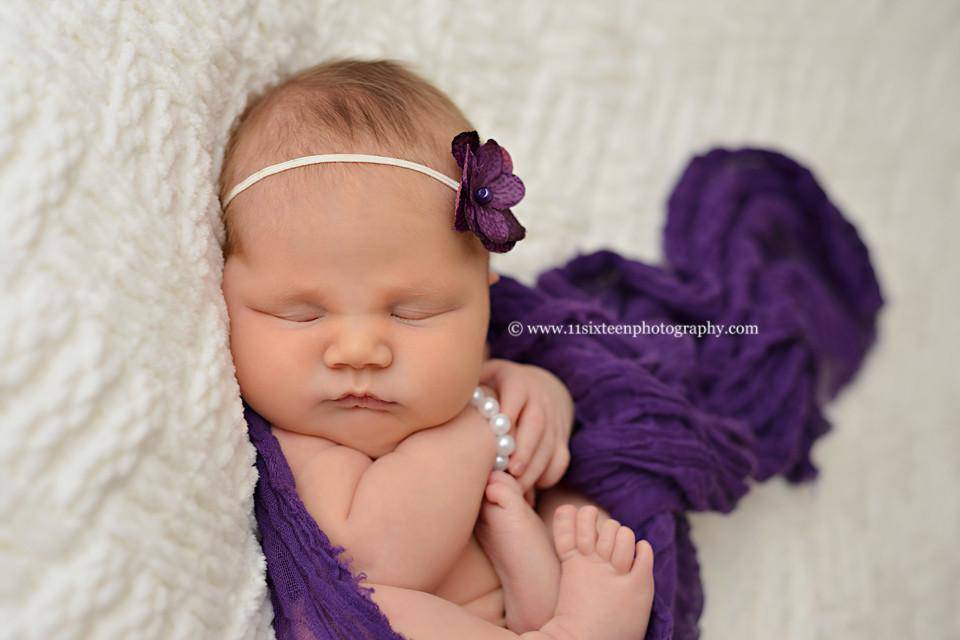 SET Purple Cheesecloth Wrap and Flower Headband - Beautiful Photo Props