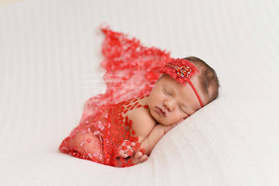 Red Tassels Lace Newborn Baby Wrap Layer - Beautiful Photo Props