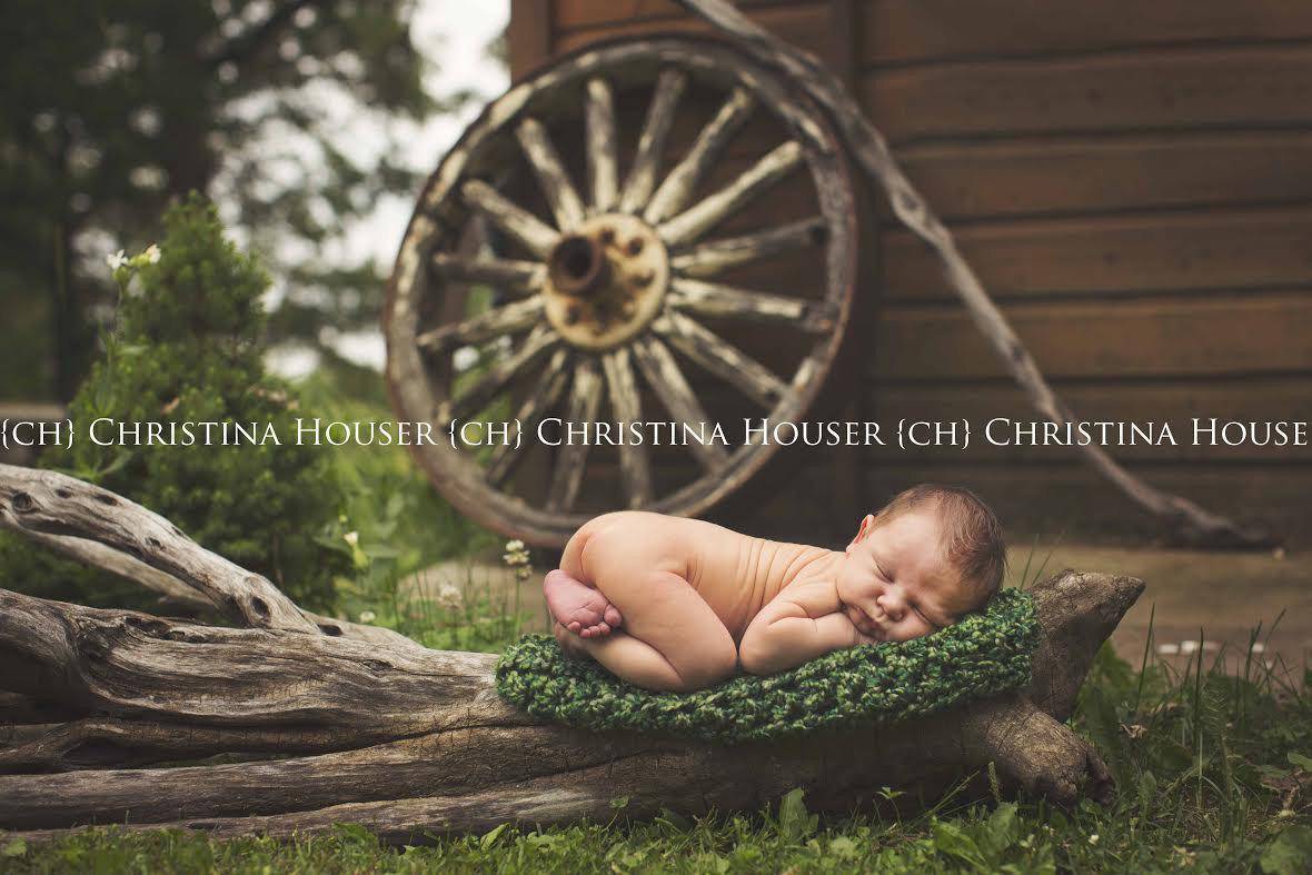 Forest Green Newborn Homespun Baby Blanket - Beautiful Photo Props
