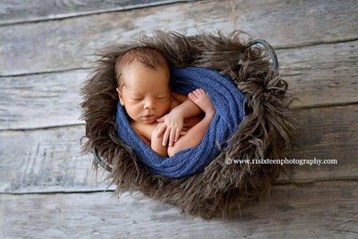 Pewter Grey Curly Alpaca Faux Flokati Fur Newborn Photography Prop - Beautiful Photo Props