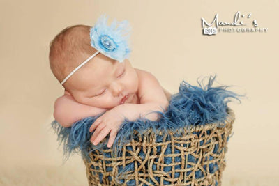 Blue Faux Flokati Alpaca Fur Rug Newborn Photography Prop - Beautiful Photo Props