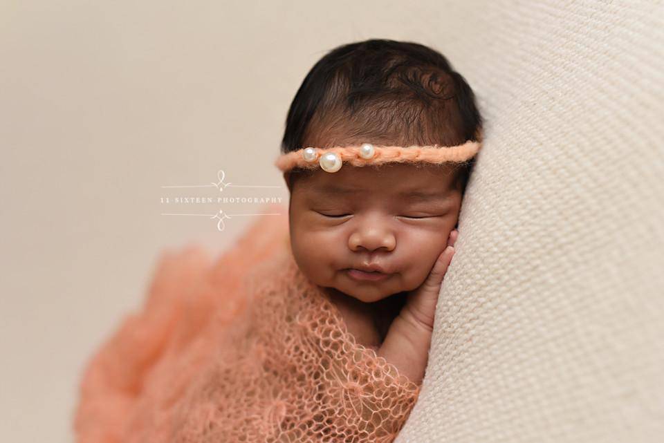 Peach Triple Pearls Mohair Halo Tieback Headband - Beautiful Photo Props
