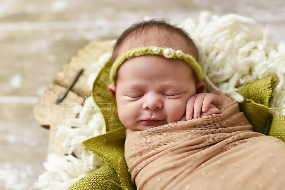 Lemongrass Green Triple Pearls Mohair Halo Tieback Headband - Beautiful Photo Props