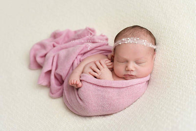 Blush Pink Pearls Mohair Halo Tieback Headband - Beautiful Photo Props