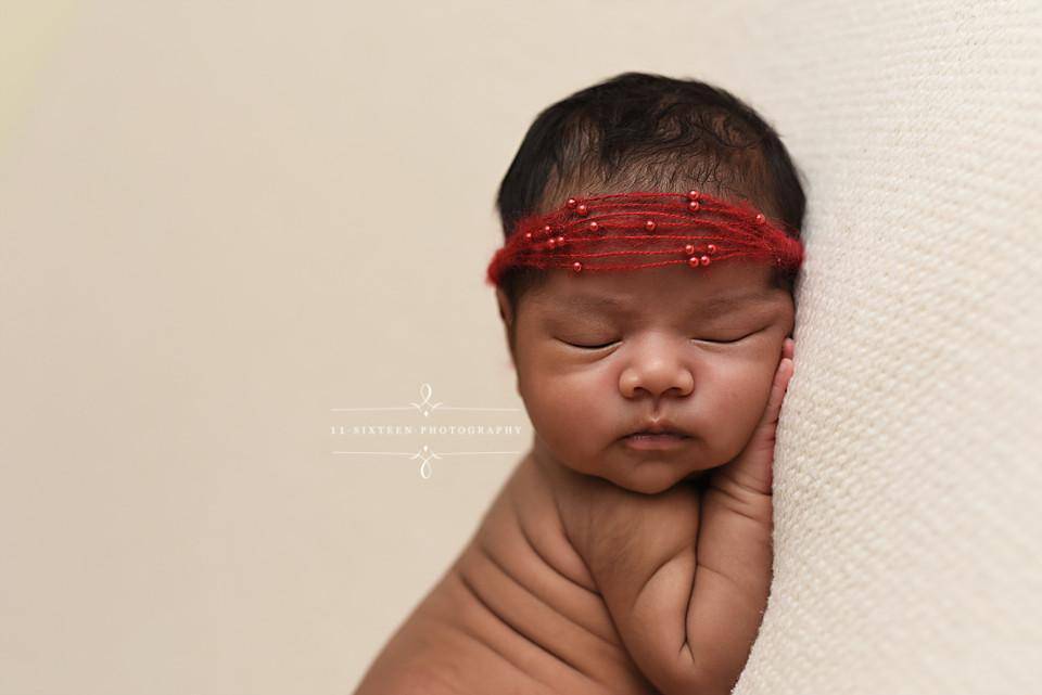 Burgundy Red Pearls Mohair Halo Tieback Headband - Beautiful Photo Props
