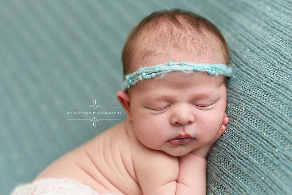 Baby Blue Pearls Mohair Halo Tieback Headband - Beautiful Photo Props
