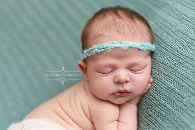 Baby Blue Pearls Mohair Halo Tieback Headband - Beautiful Photo Props
