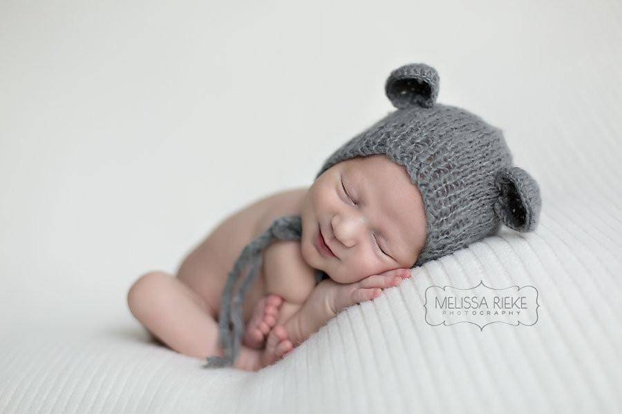 Grey Teddy Bear Mohair Baby Hat - Beautiful Photo Props