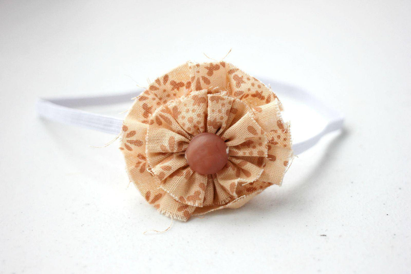 Butterscotch Floral Fabric Flower Headband - Beautiful Photo Props