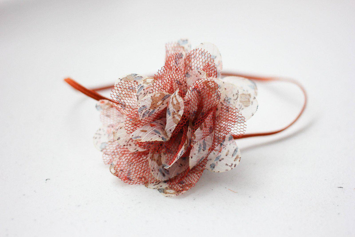 Copper Floral Lace Petals Fabric Flower Headband - Beautiful Photo Props