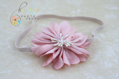 Pink Chiffon Petals Fabric Flower Headband - Beautiful Photo Props