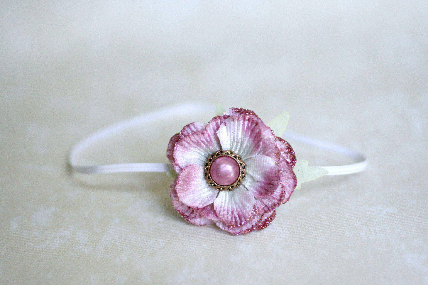 Purple Bling Glitter Flower Headband - Beautiful Photo Props