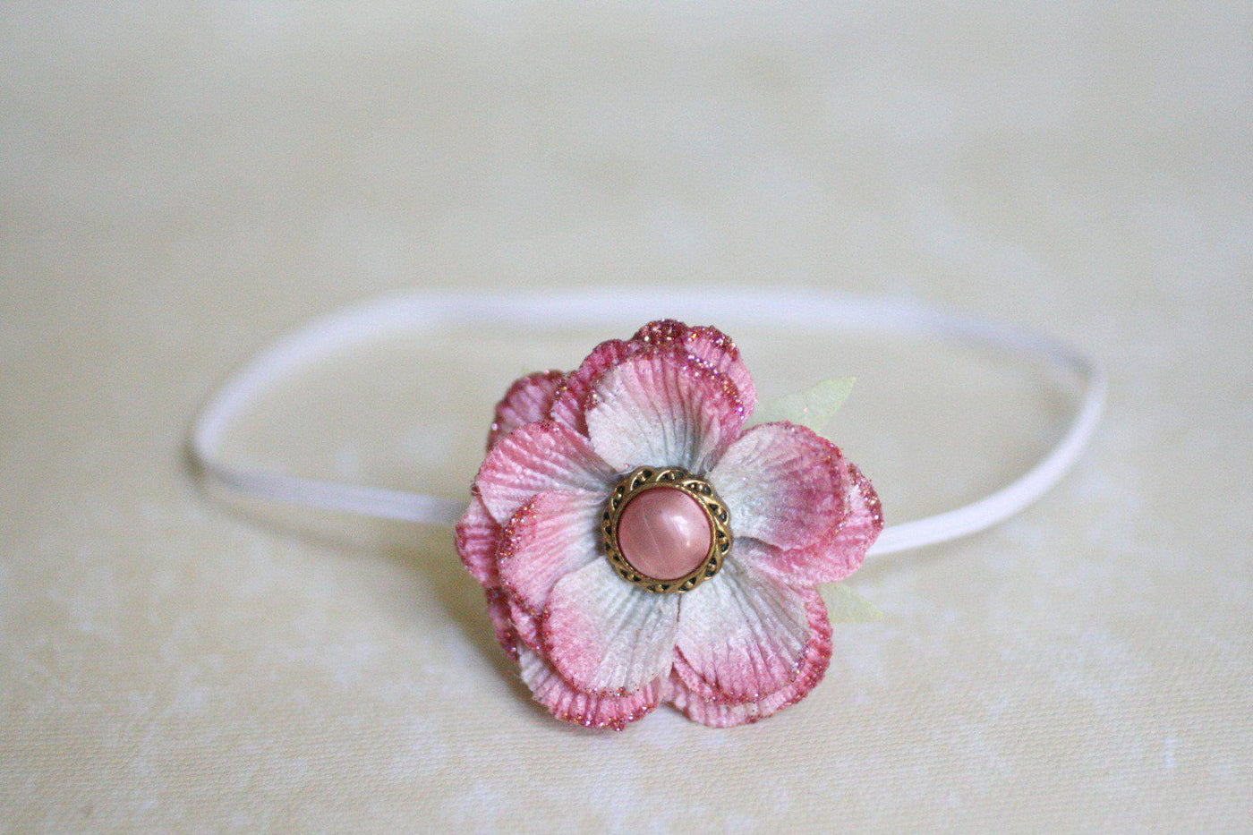 Pink Bling Glitter Flower Headband - Beautiful Photo Props