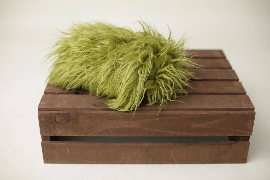 Olive Green Super Long Faux Fur Photography Prop Rug - Beautiful Photo Props