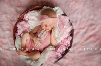 Pink Pearl Turban Mohair Headband - Beautiful Photo Props