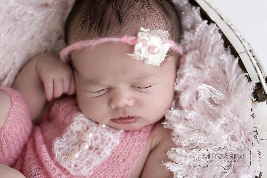 Pink Mohair Overalls Pants and Lace Pearl Headband - Beautiful Photo Props