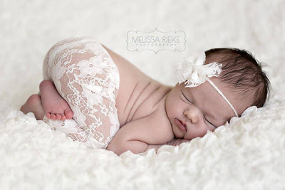 Brown Lace Pants and Lace Bow Mohair Headband - Beautiful Photo Props