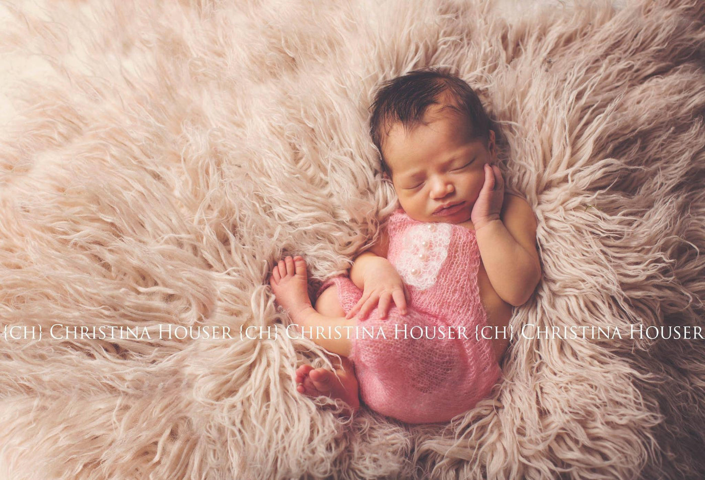 SET Pink Mohair Overalls Pants and Lace Pearl Headband - Beautiful Photo Props