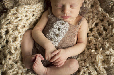 SET Brown Mohair Overalls Pants and Lace Pearl Headband - Beautiful Photo Props