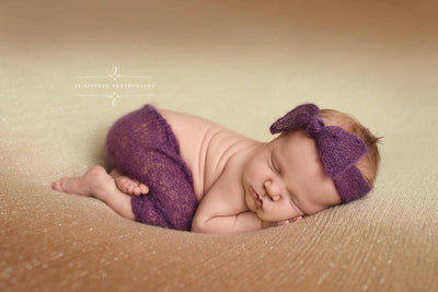 Purple Wide Bow Mohair Headband - Beautiful Photo Props