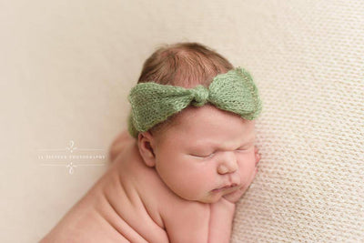 Beige Wide Bow Mohair Headband - Beautiful Photo Props