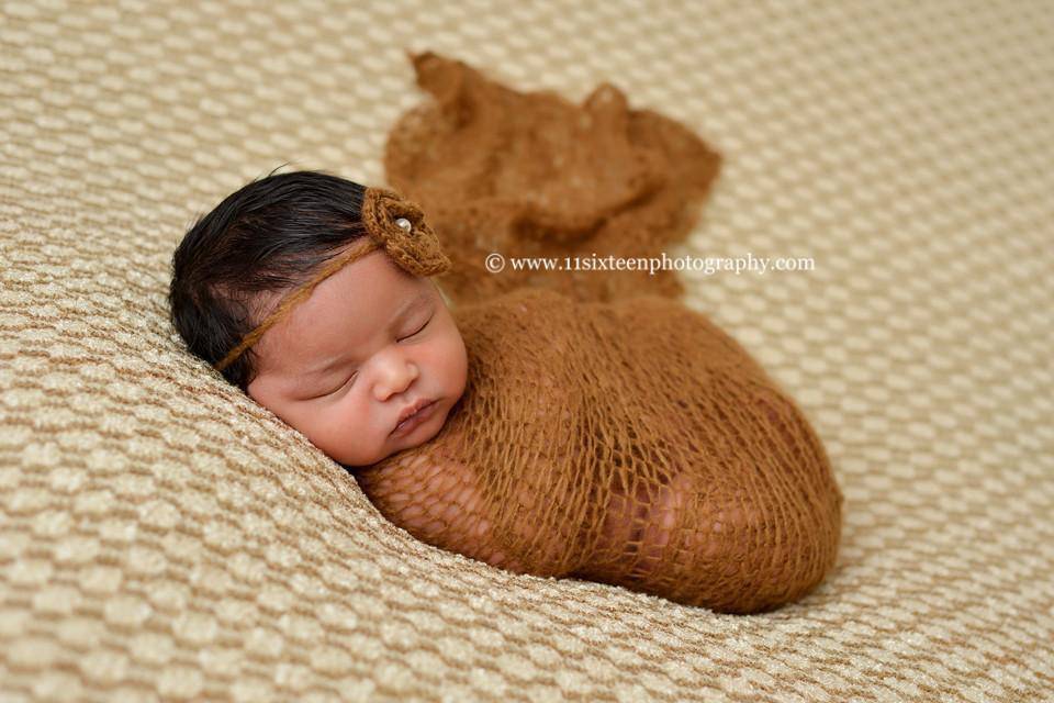 SET Walnut Brown Mohair Knit Baby Wrap and Headband - Beautiful Photo Props