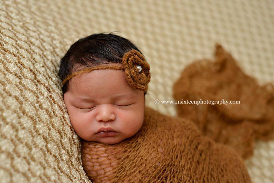 SET Walnut Brown Mohair Knit Baby Wrap and Headband - Beautiful Photo Props