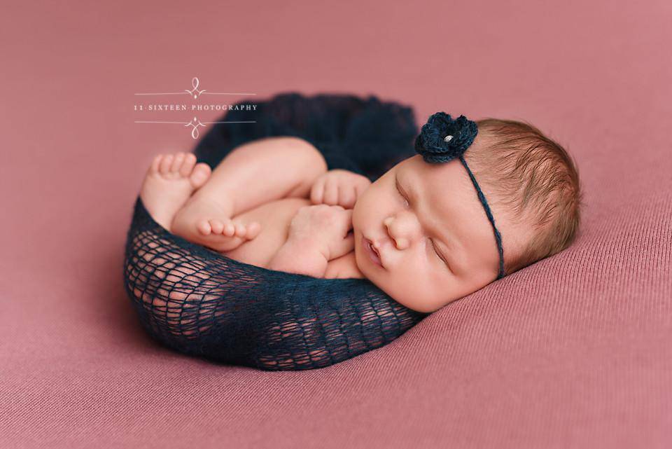 SET Dark Teal Mohair Knit Baby Wrap and Headband - Beautiful Photo Props