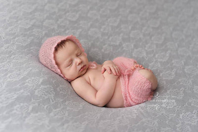 SET Pink Ruffles Mohair Newborn Pants and Bonnet Hat - Beautiful Photo Props