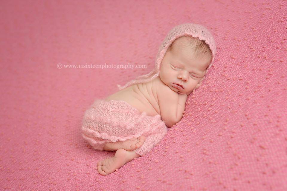 SET Pink Ruffles Mohair Newborn Pants and Bonnet Hat - Beautiful Photo Props